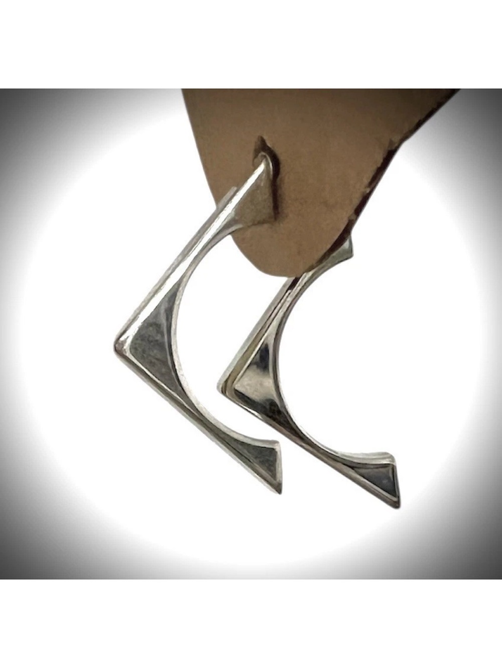 Vintage Brasilia Silver Geometric Modernist Ear Jacket Earrings